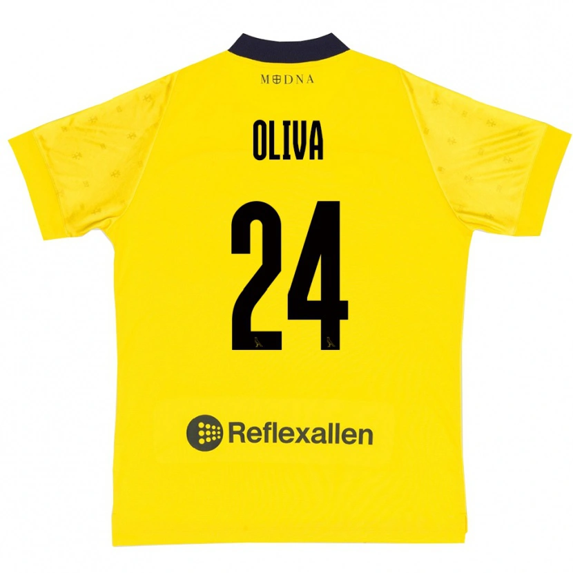 Danxen Kobiety Marco Oliva #24 Żółto-Granatowy Domowa Koszulka 2025/26 Koszulki Klubowe
