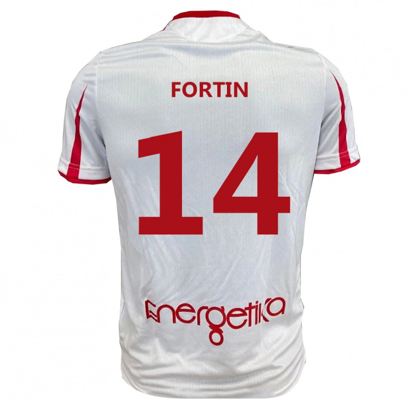 Danxen Kobiety Mattia Fortin #14 Biało-Czerwony Domowa Koszulka 2025/26 Koszulki Klubowe
