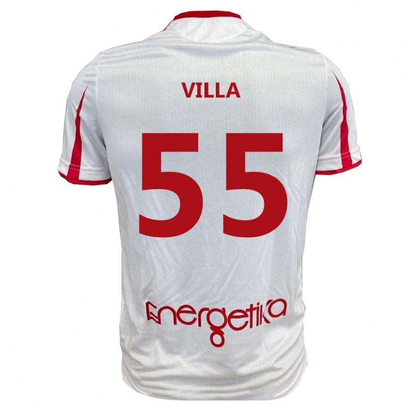 Danxen Kobiety Lorenzo Villa #55 Biało-Czerwony Domowa Koszulka 2025/26 Koszulki Klubowe