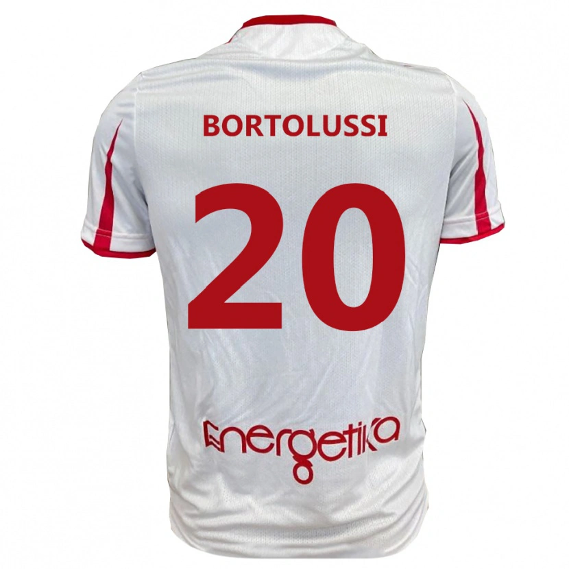 Danxen Kobiety Mattia Bortolussi #20 Biało-Czerwony Domowa Koszulka 2025/26 Koszulki Klubowe