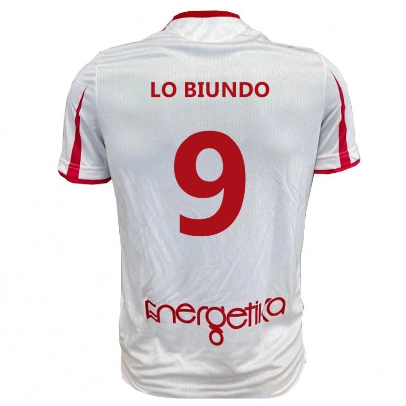 Danxen Kobiety Emiliano Lo Biundo #9 Biało-Czerwony Domowa Koszulka 2025/26 Koszulki Klubowe