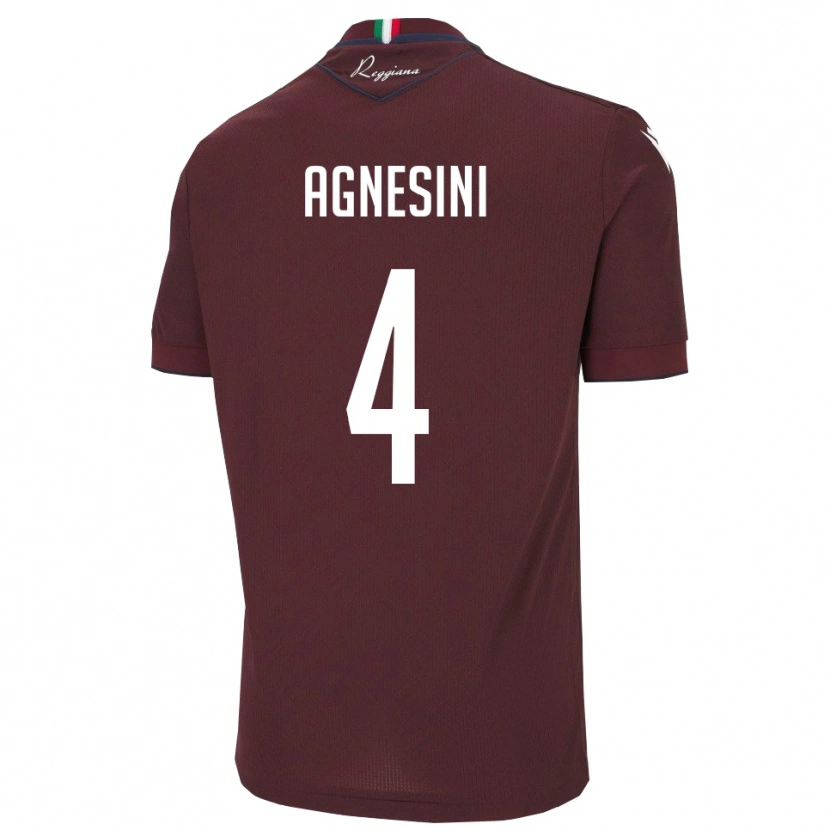 Danxen Kobiety Alessandro Agnesini #4 Bordowo-Biały Domowa Koszulka 2025/26 Koszulki Klubowe
