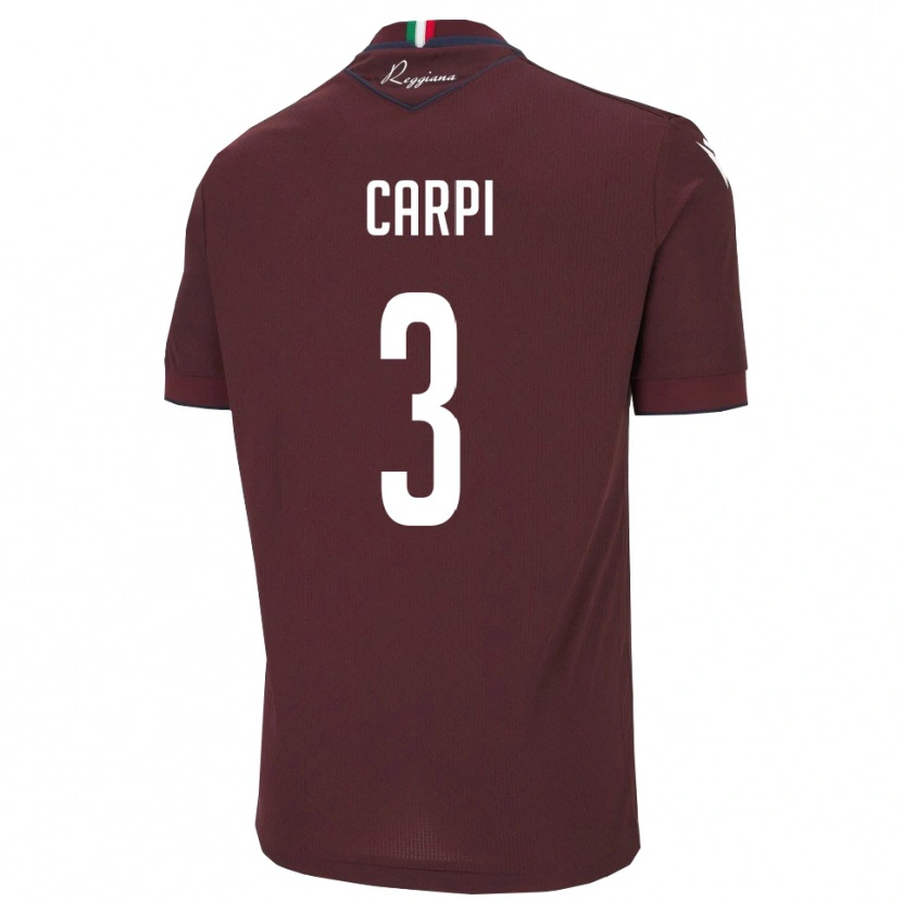 Danxen Kobiety Filippo Carpi #3 Bordowo-Biały Domowa Koszulka 2025/26 Koszulki Klubowe