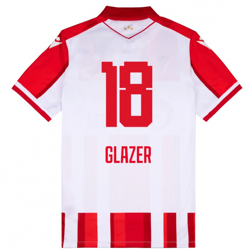 Danxen Kobiety Omri Glazer #18 Czerwono-Biały Domowa Koszulka 2025/26 Koszulki Klubowe