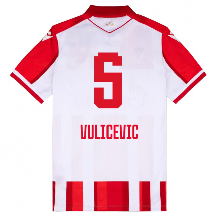 Danxen Kobiety Ognjen Vulicevic #5 Czerwono-Biały Domowa Koszulka 2025/26 Koszulki Klubowe