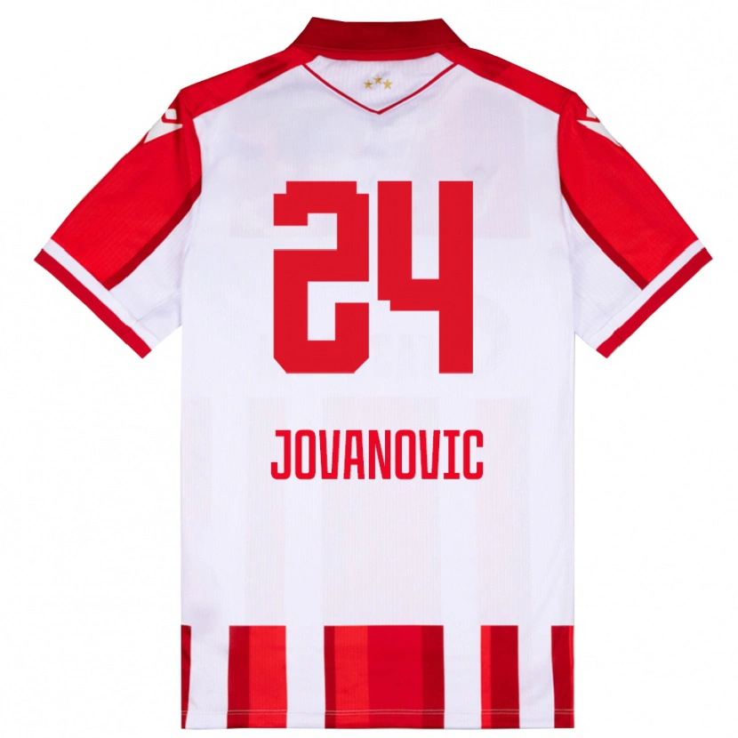 Danxen Kobiety Luka Jovanovic #24 Czerwono-Biały Domowa Koszulka 2025/26 Koszulki Klubowe