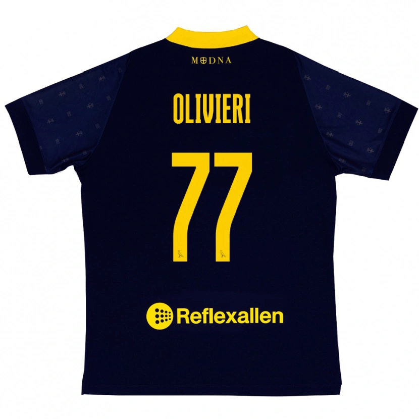 Danxen Kobiety Edoardo Olivieri #77 Granatowo-Żółty Wyjazdowa Koszulka 2025/26 Koszulki Klubowe