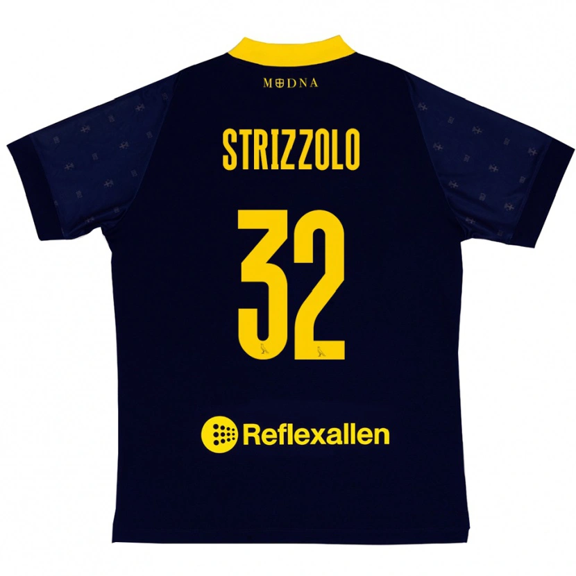 Danxen Kobiety Luca Strizzolo #32 Granatowo-Żółty Wyjazdowa Koszulka 2025/26 Koszulki Klubowe