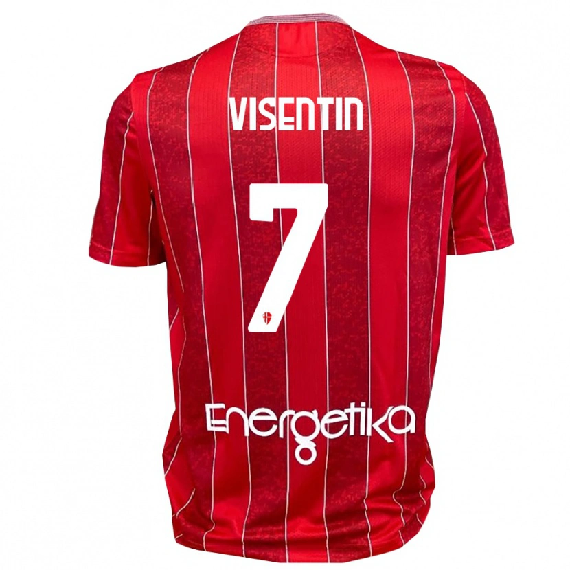 Danxen Kobiety Filippo Visentin #7 Czerwono-Biały Wyjazdowa Koszulka 2025/26 Koszulki Klubowe