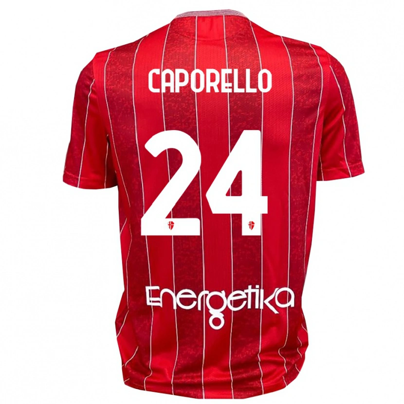 Danxen Kobiety Edoardo Caporello #24 Czerwono-Biały Wyjazdowa Koszulka 2025/26 Koszulki Klubowe