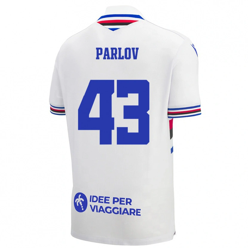 Danxen Kobiety Benjamin Parlov #43 Biało-Niebiesko-Czerwony Wyjazdowa Koszulka 2025/26 Koszulki Klubowe