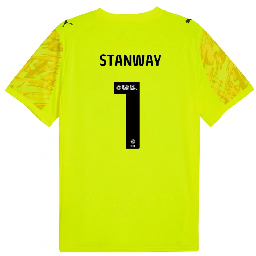 Danxen Dzieci Wyll Stanway #1 Czarny Żółty Koszulka Bramkarska 2025/26
