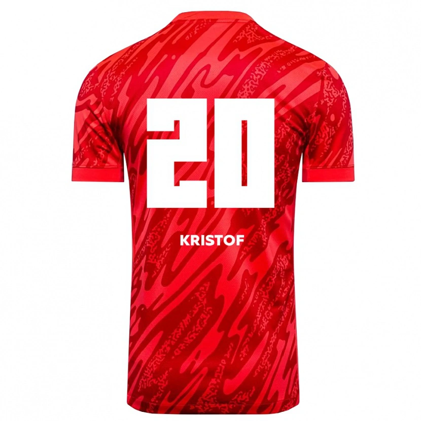 Danxen Dzieci Nicolas Kristof #20 Czerwony Biały Koszulka Bramkarska 2025/26