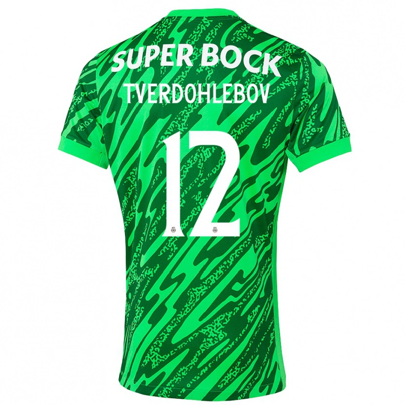 Danxen Dzieci Alex Tverdohlebov #12 Zielony Biały Koszulka Bramkarska 2025/26