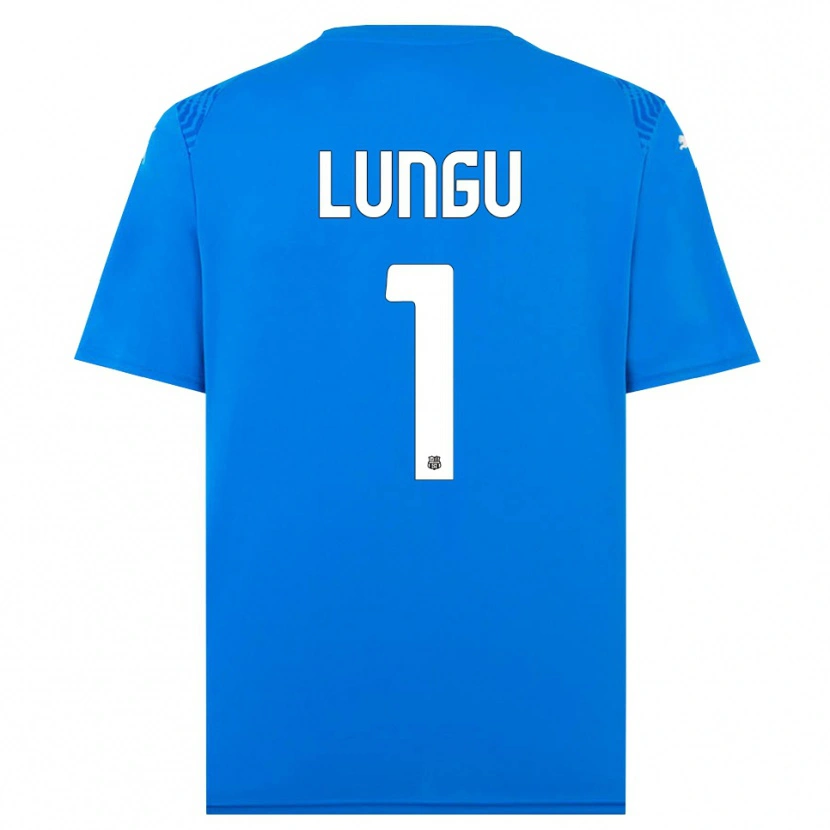 Danxen Dzieci Luca Lungu #1 Niebieski Biały Koszulka Bramkarska 2025/26