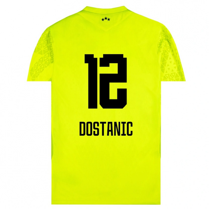 Danxen Dzieci Filip Dostanic #12 Żółtozielony Czarny Koszulka Bramkarska 2025/26