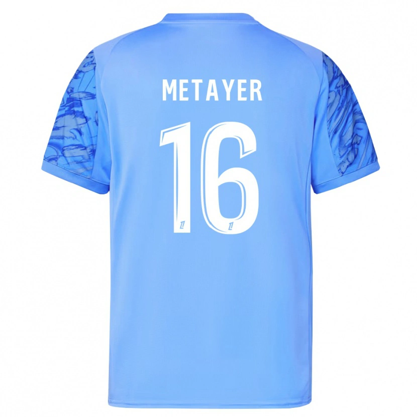 Danxen Dzieci Maxence Metayer #16 Niebiesko Biały Koszulka Bramkarska 2025/26