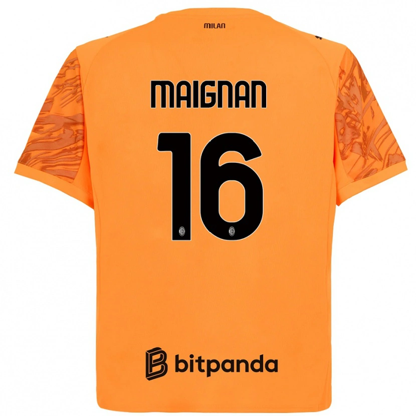 Danxen Dzieci Mike Maignan #16 Pomarańczowy Żółty Czarny Koszulka Bramkarska 2025/26