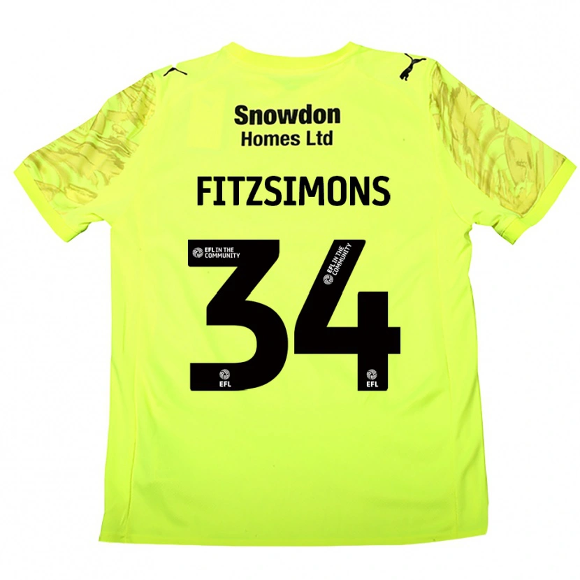 Danxen Dzieci Ross Fitzsimons #34 Fluorescencyjna Zieleń Koszulka Bramkarska 2025/26