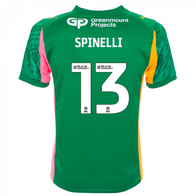Danxen Męski Matteo Spinelli #13 Zielono Różowo Pomarańczowy Koszulka Bramkarska 2025/26