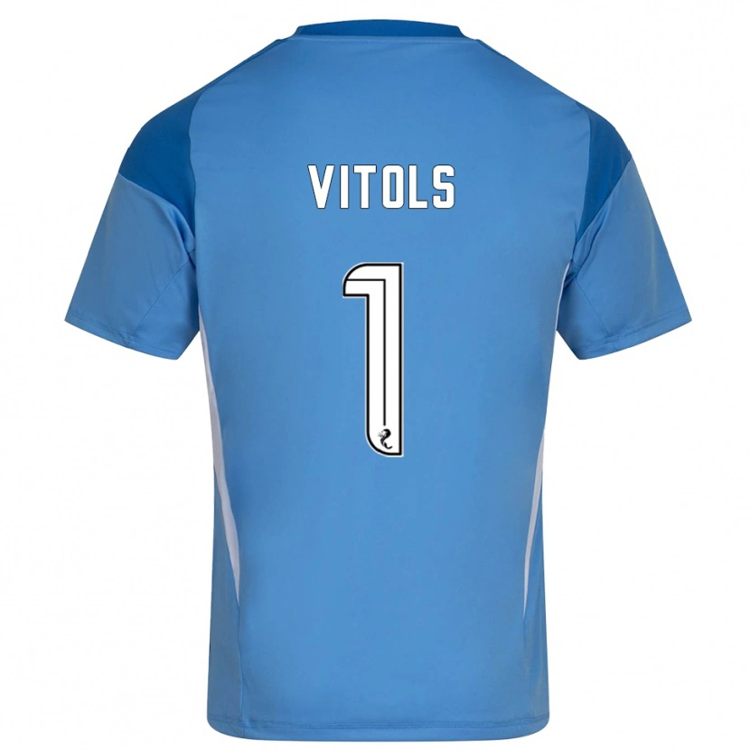 Danxen Męski Rodrigo Vitols #1 Biało Niebieski Koszulka Bramkarska 2025/26