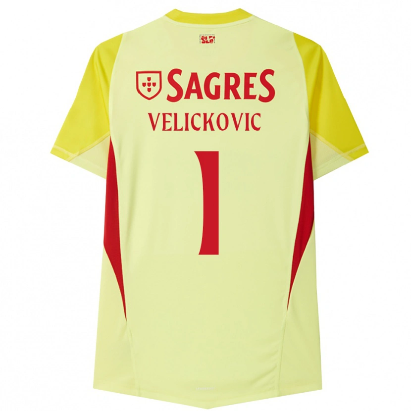 Danxen Męski Luka Veličković #1 Żółty Czerwony Koszulka Bramkarska 2025/26