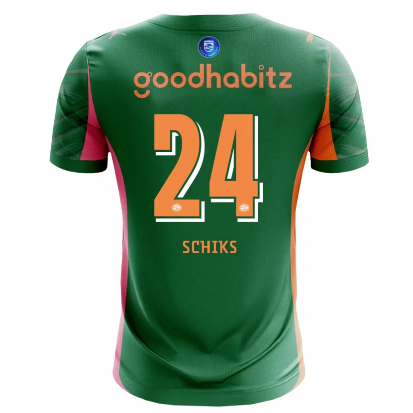 Danxen Męski Niek Schiks #24 Zielony Pomarańczowy Koszulka Bramkarska 2025/26