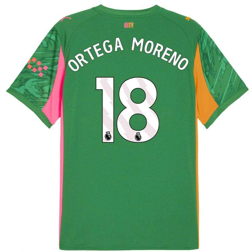 Danxen Męski Stefan Ortega #18 Zielony Pomarańczowy Koszulka Bramkarska 2025/26