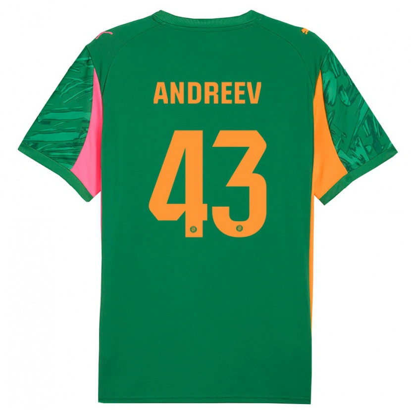 Danxen Męski Aleksandar Andreev #43 Zielono Pomarańczowy Koszulka Bramkarska 2025/26
