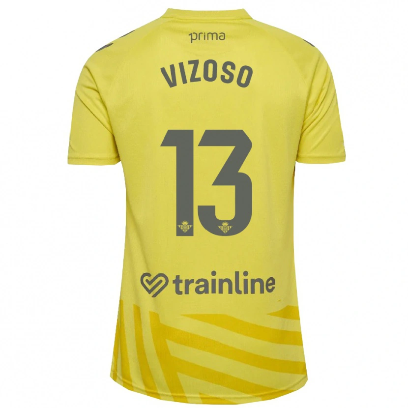 Danxen Męski Paula Vizoso #13 Żółto Szary Koszulka Bramkarska 2025/26