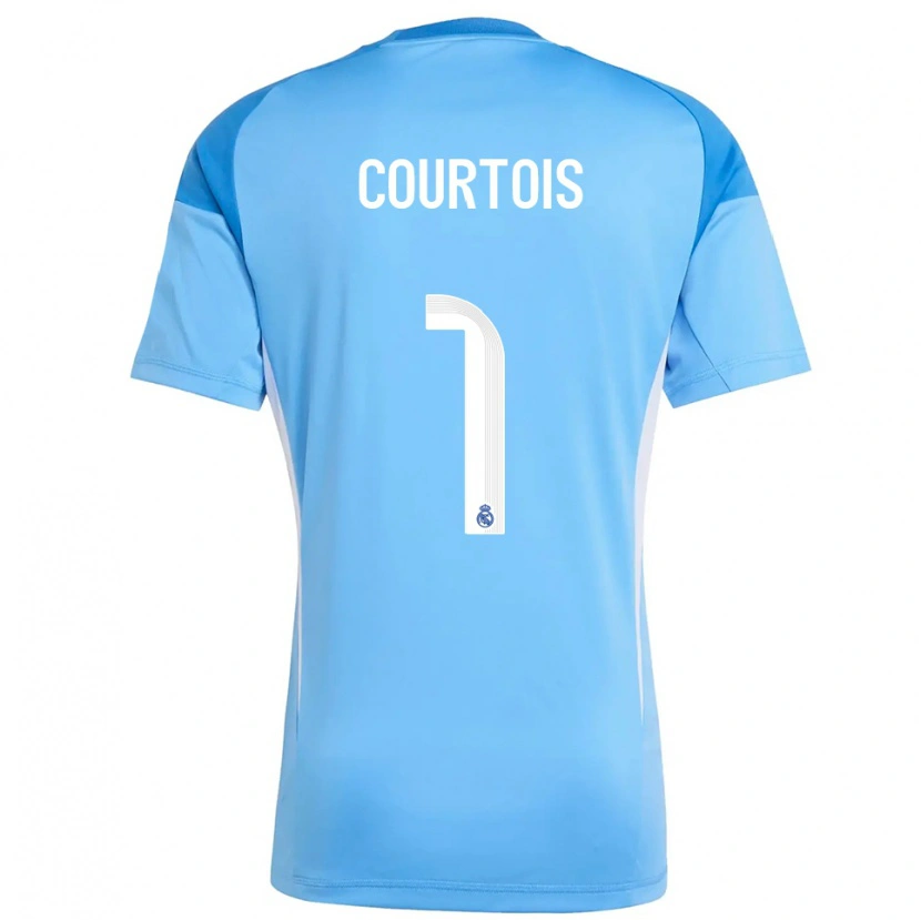 Danxen Męski Thibaut Courtois #1 Błękitny Biały Koszulka Bramkarska 2025/26