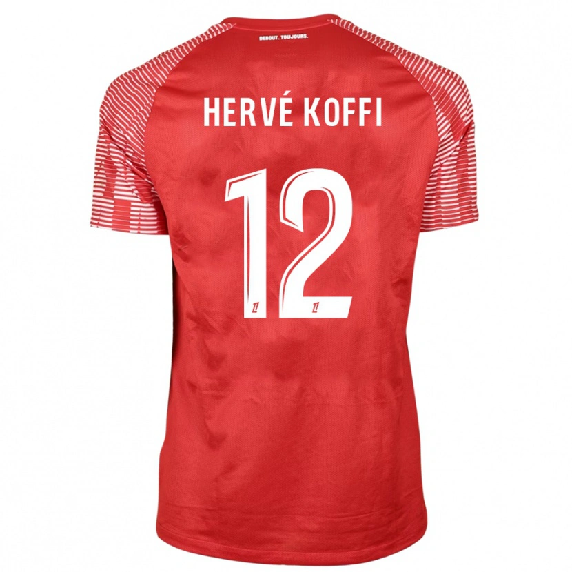 Danxen Męski Hervé Koffi #12 Czerwono Biały Koszulka Bramkarska 2025/26