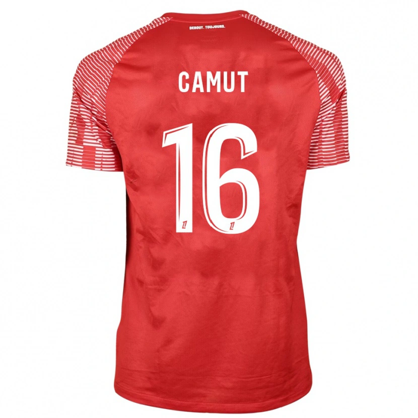 Danxen Męski Maël Camut #16 Czerwono Biały Koszulka Bramkarska 2025/26