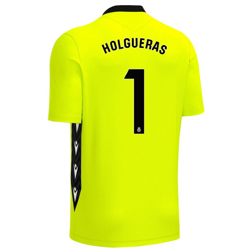 Danxen Męski Javi Holgueras #1 Żółto Zielono Czarny Koszulka Bramkarska 2025/26
