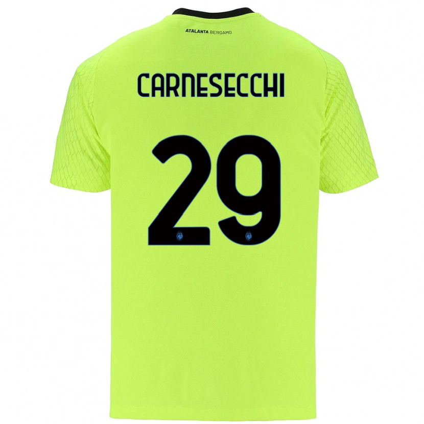 Danxen Męski Marco Carnesecchi #29 Zielony Żółty Czerwony Koszulka Bramkarska 2025/26