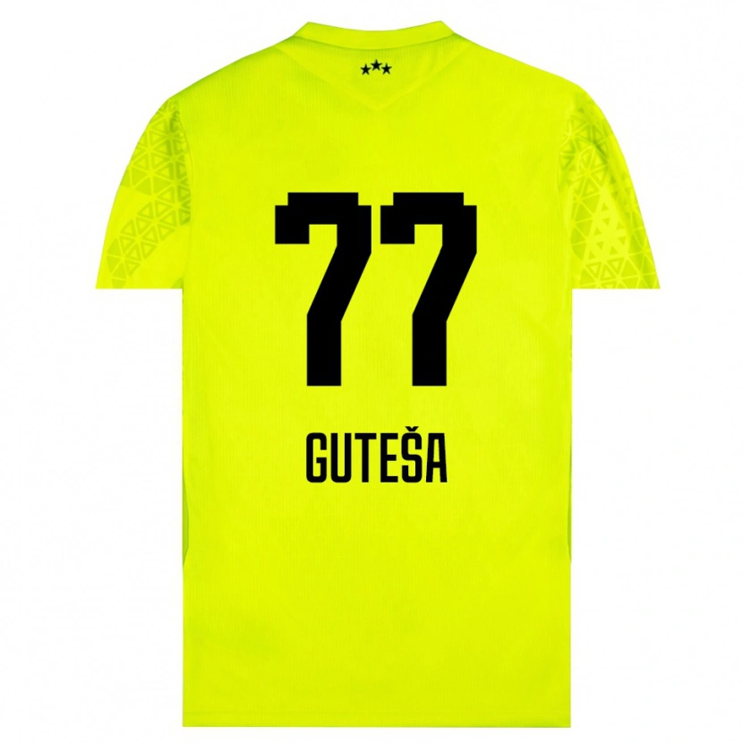 Danxen Męski Ivan Guteša #77 Żółtozielony Czarny Koszulka Bramkarska 2025/26