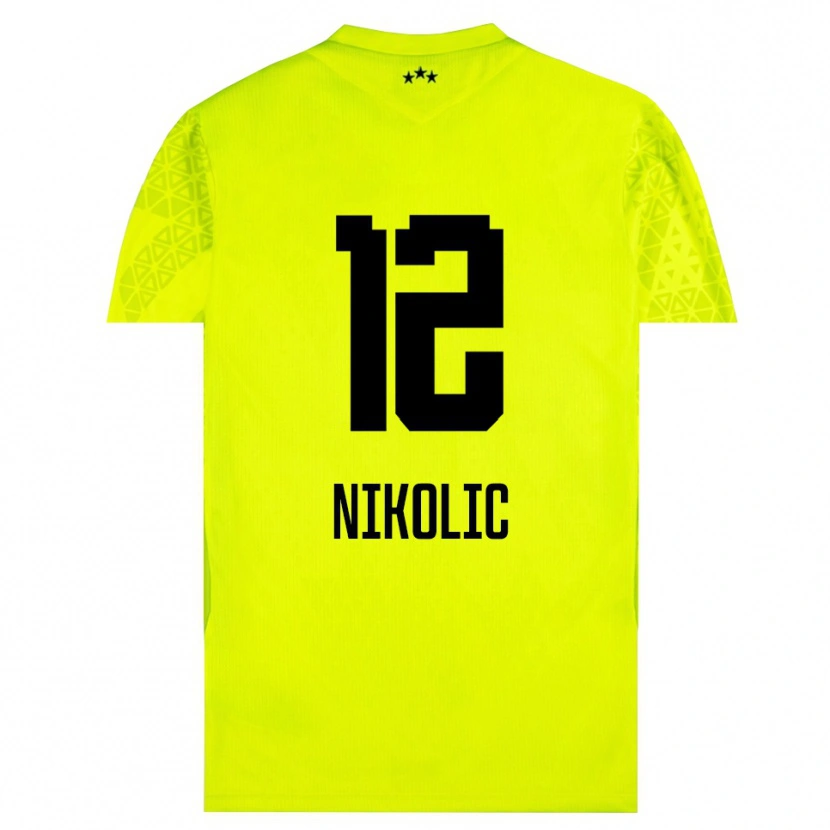 Danxen Męski Uros Nikolic #12 Żółtozielony Czarny Koszulka Bramkarska 2025/26
