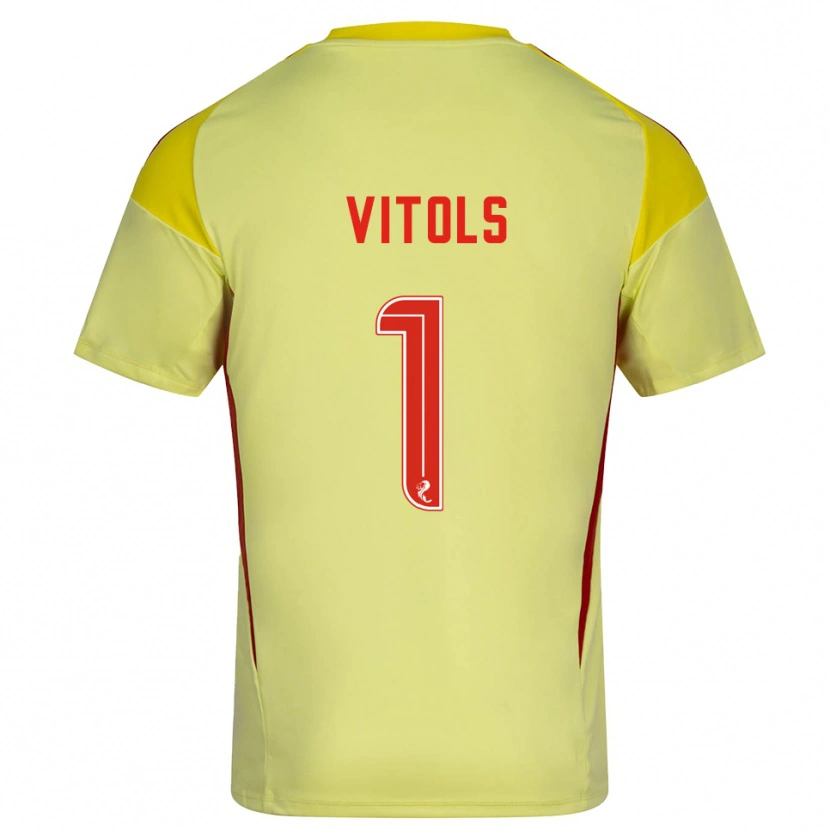 Danxen Męski Rodrigo Vitols #1 Czerwono Żółty Koszulka Bramkarska 2025/26