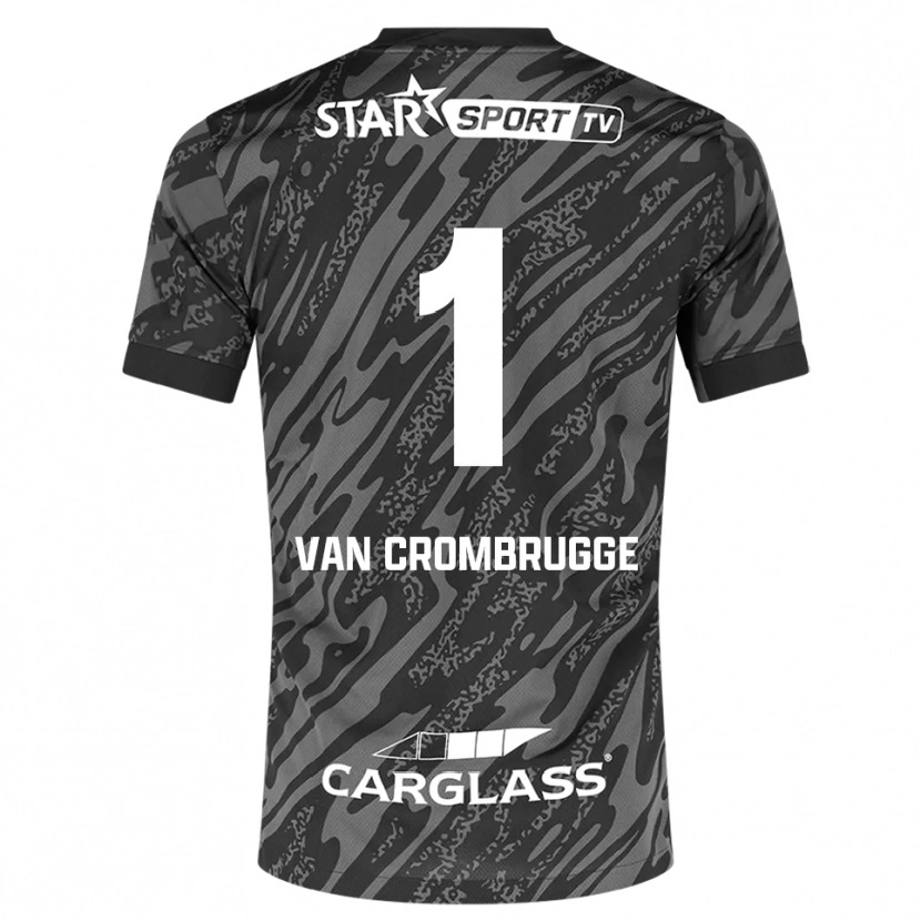 Danxen Męski Hendrik Van Crombrugge #1 Ciemnoszary Czarny Koszulka Bramkarska 2025/26