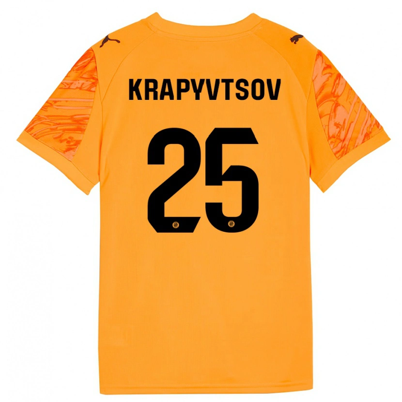 Danxen Męski Vladyslav Krapyvtsov #25 Pomarańczowo Czarny Koszulka Bramkarska 2025/26