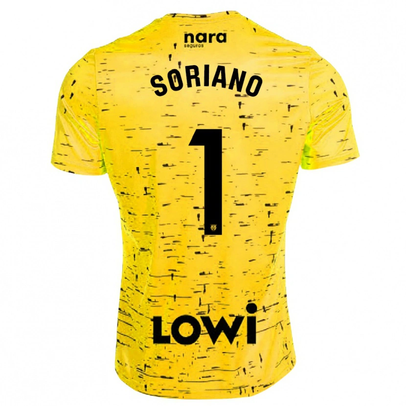 Danxen Męski Juan Soriano #1 Żółto Czarny Koszulka Bramkarska 2025/26