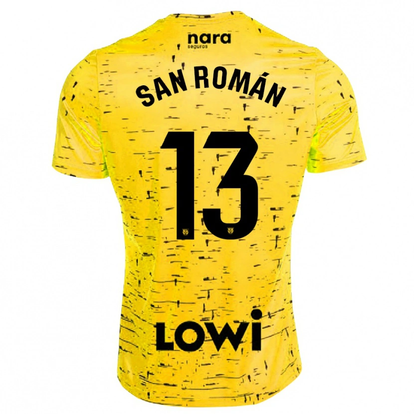Danxen Męski Miguel San Román #13 Żółto Czarny Koszulka Bramkarska 2025/26