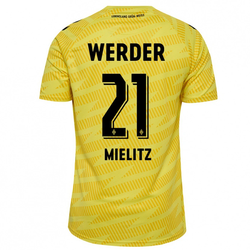 Danxen Męski Sebastian Mielitz #21 Żółty Czarny Koszulka Bramkarska 2025/26
