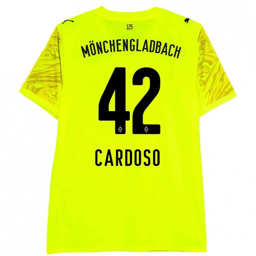 Danxen Męski Tiago Pereira Cardoso #42 Żółty Czarny Koszulka Bramkarska 2025/26