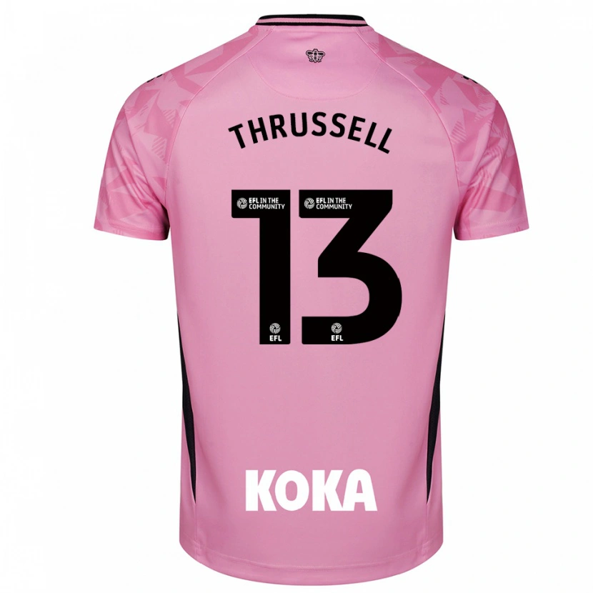 Danxen Męski Sebastian Thrussell #13 Czarno-Jasnoróżowy Koszulka Bramkarska 2025/26