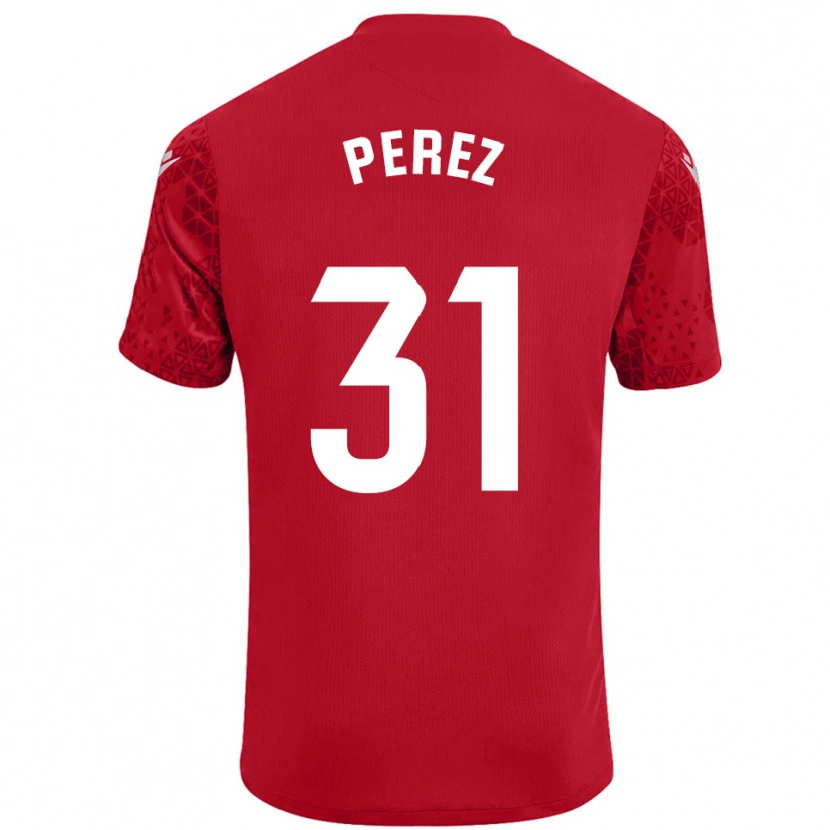 Danxen Męski Ángel Pérez #31 Czerwono Biały Koszulka Bramkarska 2025/26