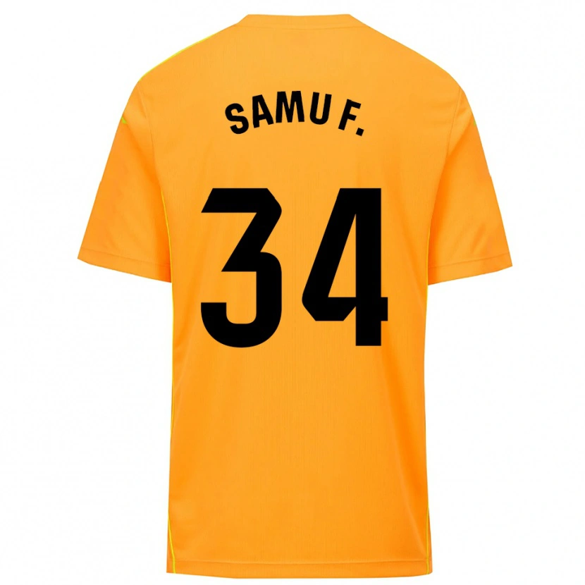 Danxen Męski Samu Fernández #34 Pomarańczowo Czarny Koszulka Bramkarska 2025/26