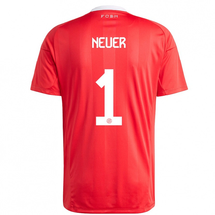 Danxen Męski Manuel Neuer #1 Czerwony Biały Koszulka Bramkarska 2025/26