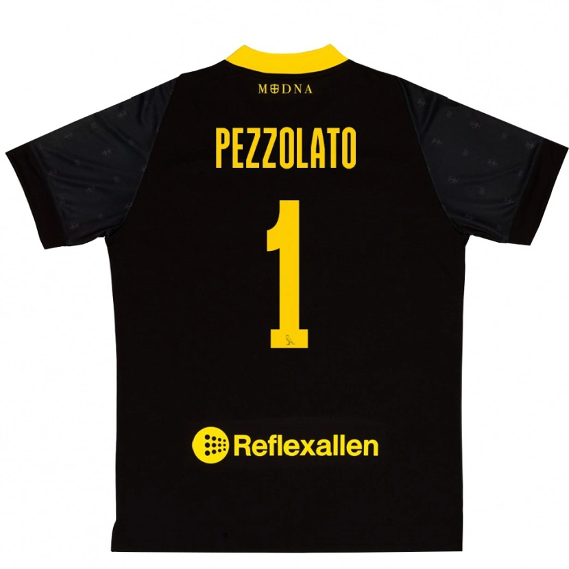 Danxen Męski Michele Pezzolato #1 Czarny I Żółty Koszulka Bramkarska 2025/26
