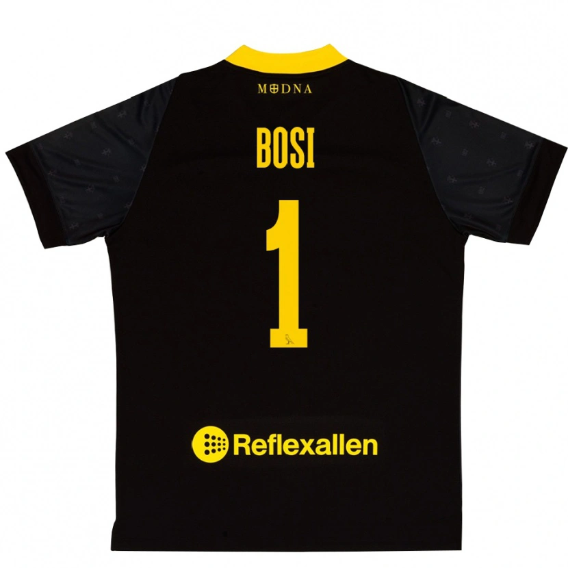 Danxen Męski Matteo Bosi #1 Czarny I Żółty Koszulka Bramkarska 2025/26